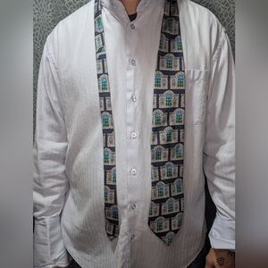 Vintage 1996 Hallmark Design Collection Silk Tie Stained Glass Window Print 58”